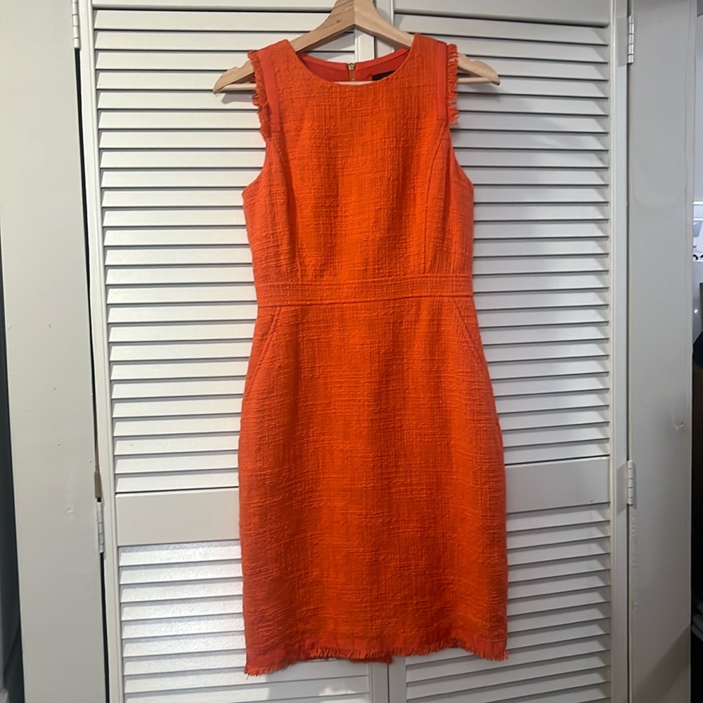J. Crew Orange Tweed Sleeveless Sheath Dress - Size 2